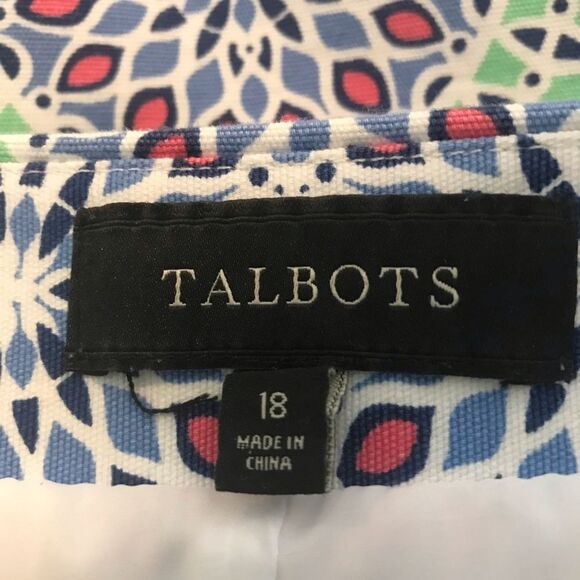 Talbots Blue & Green Medallion Print Pencil Skirt Women's Size 18 Knee Length - Picture 6 of 10